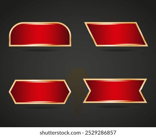 Set of red glossy buttons in a golden frame