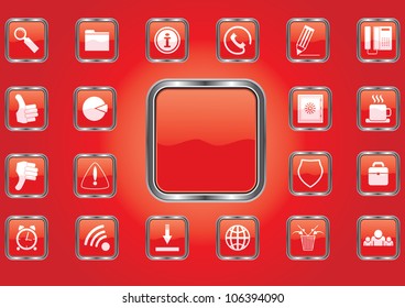 Conjunto de botones rojos de brillo para el diseño web