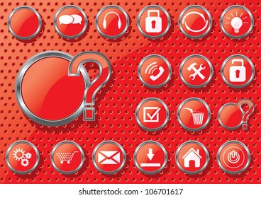 Set of red glossy buttons for web design