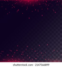 Set of red glowing light effects, glare and dust isolated on transparent background. Glow light effect. The star exploded into sparks.