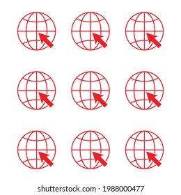 set of red go to web icon vector illustration