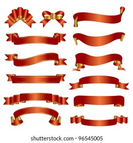 Set Of Red And Gold Ribbon