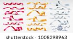 Set of red, gold and silver satin ribbon. For greeting cards and invitations of the wedding, birthday, Valentine