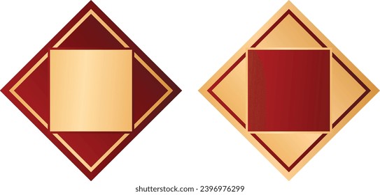 Conjunto de elementos de decoración del cuadro de texto del cuadro de texto del cuadrado de oro rojo rhombus
