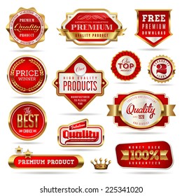 set of red and golden promo stickers/seals