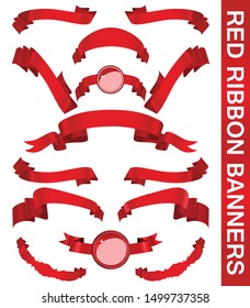 A set of red gradient ribbons for your text - Vector format