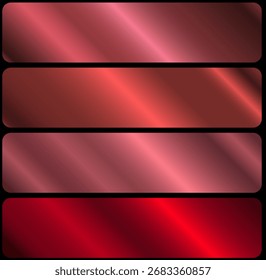 set with red gradients. A color palette for design, a collection of high-quality ingredients. Metallic texture, shiny background. EPS 10 Vector.