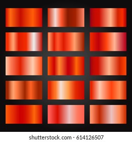 Set of red gradients on black background. Vecktor illustration.