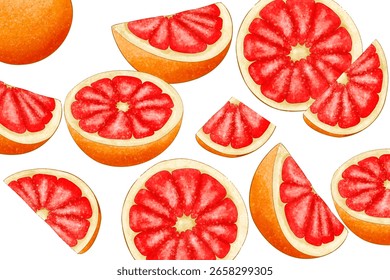 Conjunto de pomelo rojo sobre un fondo blanco. Aislado, primer plano. Elemento de diseño