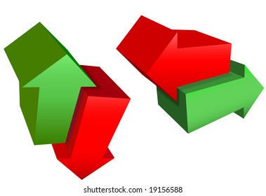 A set of red and green 3D arrow icon symbols point in right, left, up, down, north, south, east, and west directions.