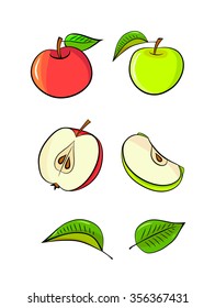 set of red and green apples