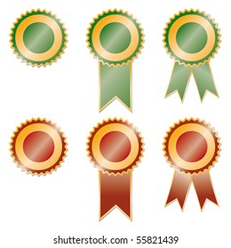 set of red and green award ribbons