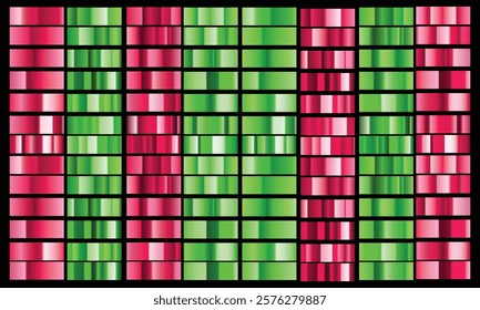 Set of red green blue and pink metal gradients