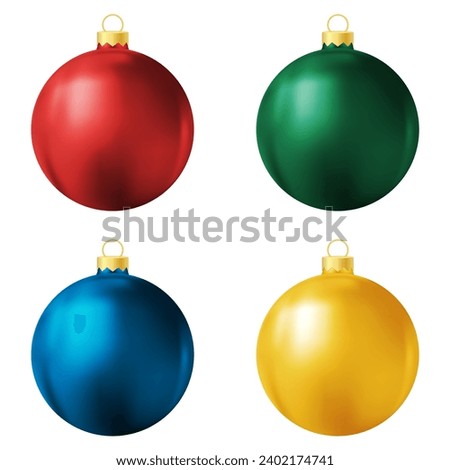 Set of red, green, blue and yellow Christmas tree toy or ball
