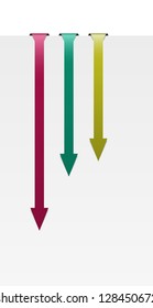 Set of red, green and dark yellow color glossy arrows.