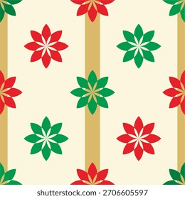 Conjunto de pontos vermelhos e verdes, listras e estrelas douradas padrão sem costura para Natal e fundo de ano novo.