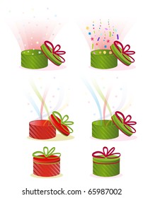 set of red and green gift boxes