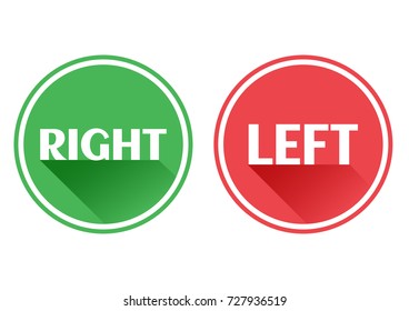 Set red and green icons buttons. Right and left. Vector illustration.