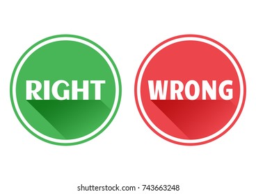Set red and green icons buttons. Right and wrong. Vector illustration.