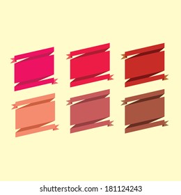 Set of red green ribbons and labels. Vector illustration. red bow collection