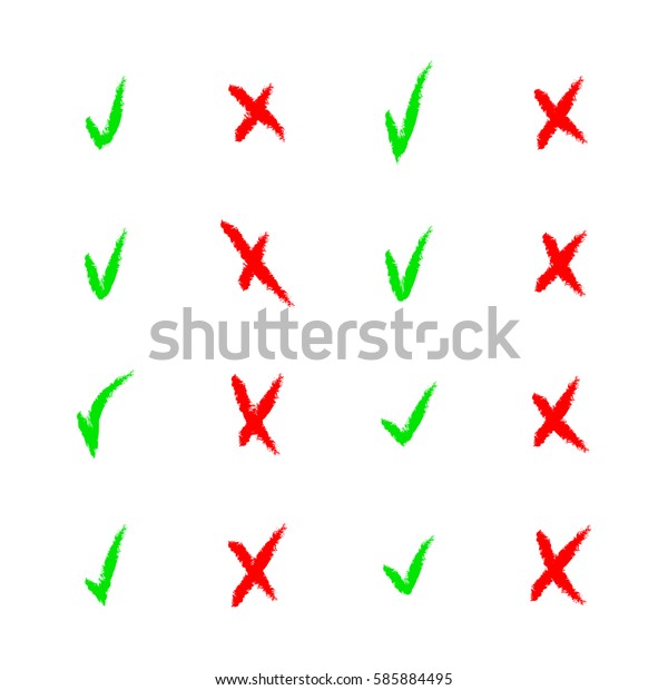 Set Red Green Tick Cross Check Stock Vector (Royalty Free) 585884495 ...