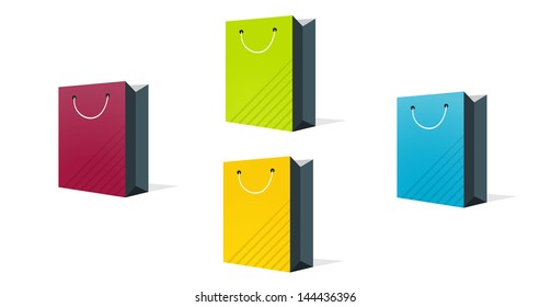 The set of red, green, yellow and blue shopping bag / Shopping bags / bags