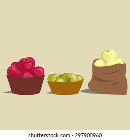 Set of red, green and yelow apples 