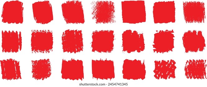 conjunto de pincel grunge rojo, Ilustración vectorial de pinceladas rectangulares de trazo de pintura roja.