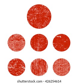Set of red grunge circle. Vector illustration.