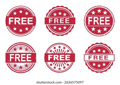 Set of red grunge FREE rubber stamps with star accents.