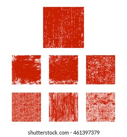 Set of red grunge square. Vector illustration.