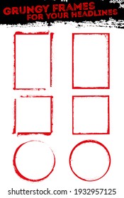 Conjunto de marcos de grosor rojo para el texto - aislados en fondo blanco. Ilustración vectorial.