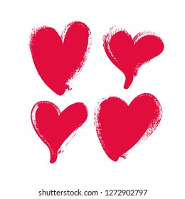 Set of red hand drawn hearts. Vector illustration for Valentine's day. Good for cards, flyer, banner, invitation template.