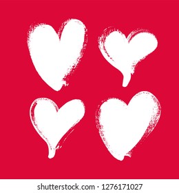 Set of red hand drawn hearts. Vector illustration for Valentine's day. Good for cards, flyer, banner, invitation template.
