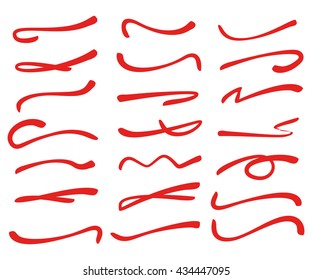 set of red hand lettering underlines lines