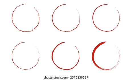 set of red handwritten circles, isolated on white background, Flat Modern design, illustration Vector EPS 10 