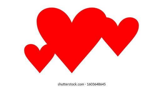 Set of red heart icon design element. Logo element illustration. Vector, valentines day, valentine. Love, advertising, simple drawing.
