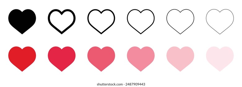 Conjunto de icono de corazón rojo con icono de resaltado. Corazón y amor simbolizan la colección. Ilustración vectorial.
