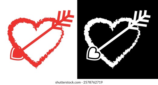 set of red heart icons, Double of red vector hearts brush stroke, Heart, love, romance or valentine's day red heart. Heart vector icons. 