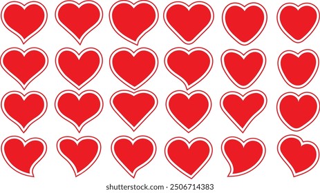 Set of red heart icons set vector. Different shapes for heart icon, Love symbol icon, and love symbol vector.