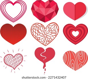 Conjunto de ilustraciones del corazón rojo