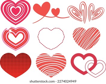 Set of red heart illustration