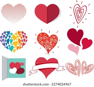 Conjunto de ilustraciones del corazón rojo