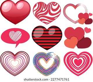 Set of red heart illustration