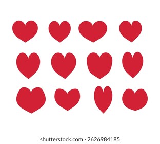 Set of red heart logo, Heart love symbols isolated editable vector, a red heart logo collection