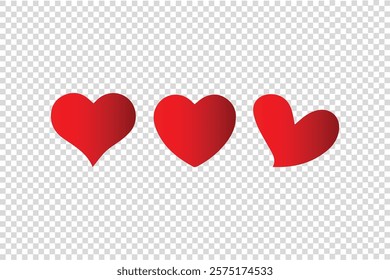 set red heart on the transparent background