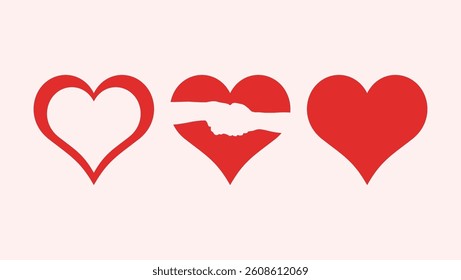 set of red heart shape designs