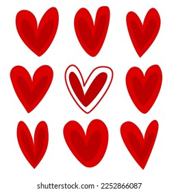 Set of red heart shape on white background. Love symbol. Healthy symbol.