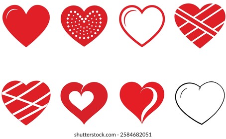 Set of Red heart simple icons vector design