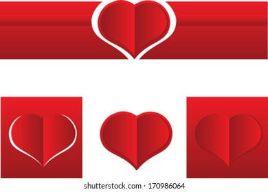 Set of red heart symbols